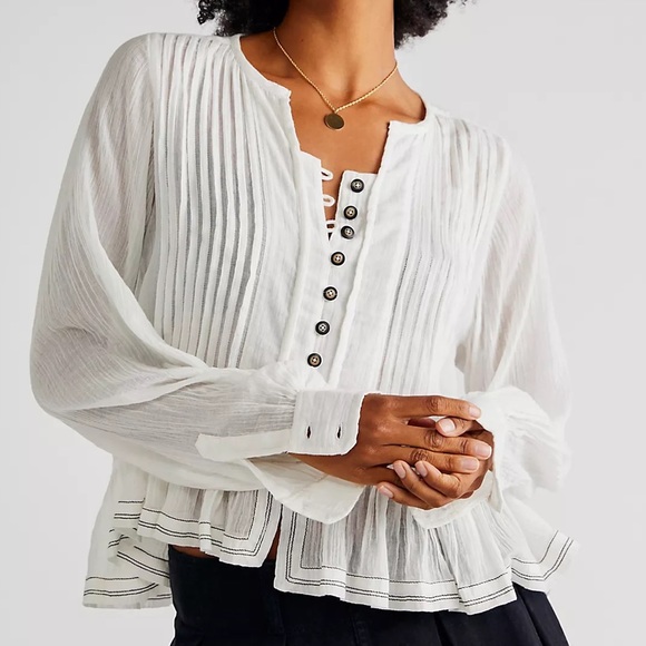 Free People Tops - NWTS FREE PEOPLE BISHOP BLOUSE (M)